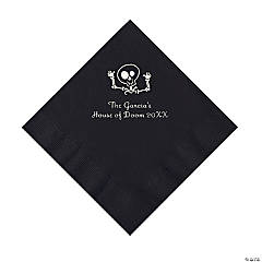 Black Skeleton Personalized Napkins with Silver Foil - Luncheon