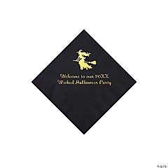 Black Witch Personalized Napkins with Gold Foil - Beverage