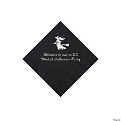 Black Witch Personalized Napkins with Silver Foil - Beverage