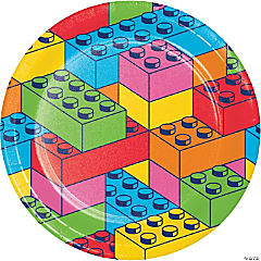 Block Bash Toy Blocks Dinner Plates, 24 ct