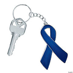Blue Awareness Ribbon Keychains - 12 Pc.