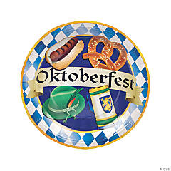 Blue Checkered Oktoberfest Party Paper Dinner Plates - 8 Ct.