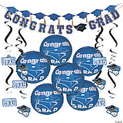 Blue Congrats Grad Hanging Decorations Kit - 20 Pc.