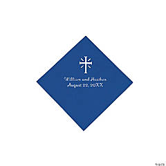 Blue Cross Personalized Napkins with Silver Foil - 50 Pc. Beverage