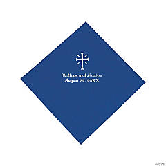 Blue Cross Personalized Napkins with Silver Foil - 50 Pc. Luncheon