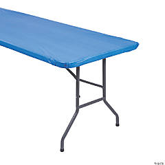 Blue Fitted Rectangle Plastic Tablecloth