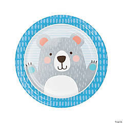 Blue Happy Bear Paper Dinner Plates - 8 Ct.