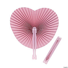 Blush Heart-Shaped Folding Hand Fans - 12 Pc.