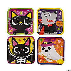 Boo Crew Halloween Party Square Paper Dinner Plates - 8 Ct.