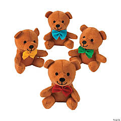Bow Tie Brown Stuffed Bears - 12 Pc.