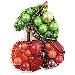 BP-243C Beadwork kit for creating brooch Crystal Art &quot;Cherry&quot;