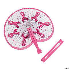 Breast Cancer Awareness Folding Hand Fans - 12 Pc.