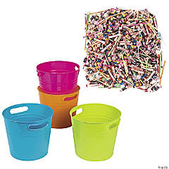 Bright Colored Buckets with Candy Parade Kit - 1004 Pc.