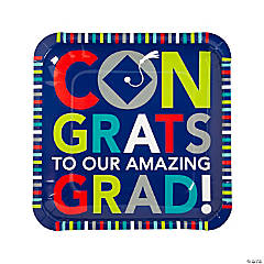 Bright Congrats to Our Amazing Grad Square Paper Dinner Plates - 25 Ct.