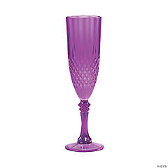 Bright Purple Patterned Plastic Champagne Flutes - 12 Ct.