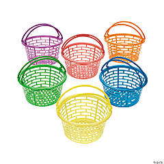 Bright Round Plastic Easter Baskets - 12 Pc.