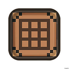 Brown Minecraft<sup>®</sup> Party Square Paper Dinner Plates - 8 Ct.