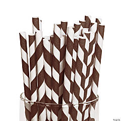 Brown Striped Paper Straws - 24 Pc.