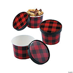 Buffalo Plaid Paper Snack Bowls with Lids - 12 Pc.