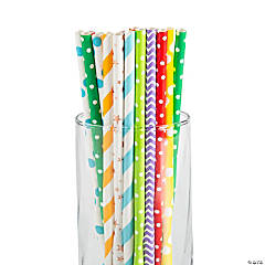 Bulk  100 Pc. Colorful Paper Straw Assortment
