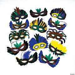 Bulk 100 Pc. Mardi Gras Feather Eye Mask Assortment
