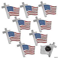 Bulk 144 Pc. Cross with Flag Pins
