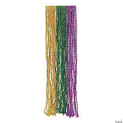 Bulk 144 Pc. Metallic Tri-Color Mardi Gras Bead Necklace Assortment