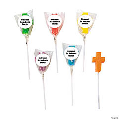 Bulk 144 Pc. Personalized Mini Cross-Shaped Lollipops