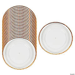 Bulk 24 Pc. Clear Chargers with Gold Beaded Trim