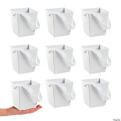 Bulk 24 Pc. White Cardboard Buckets with Ribbon Handles