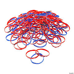 Bulk 240 Pc. Patriotic Thin Band Silicone Bracelets