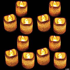 Bulk 36 Pc. Gold Glitter LED Tealight Candles