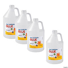 Bulk 4 Pc. Clear Washable Glue Gallon Bottles