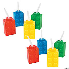 Bulk 48 Ct. Color Brick Party Reusable BPA-Free Plastic Cups with Lids & Straws