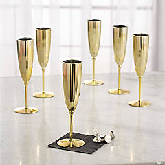 Bulk  48 Ct. Gold Metallic Plastic Champagne Flutes