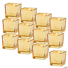 Bulk 48 Pc. Gold-Flecked Square Votive Candle Holders