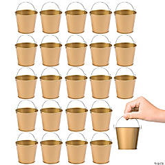 Bulk 48 Pc. Mini Gold Metal Pails