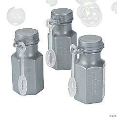 Bulk 48 Pc. Mini Hexagon Silver Bubble Bottles