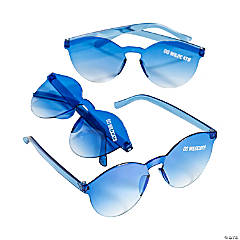 Bulk 48 Pc. Personalized Blue Rimless Sunglasses