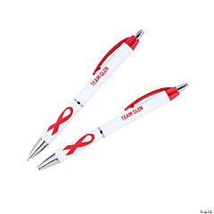 Bulk 48 Pc. Personalized Red Ribbon Awareness Grip Pens