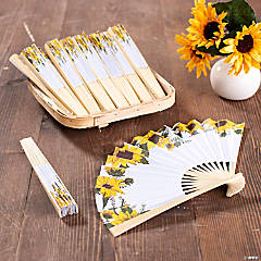 Bulk 48 Pc. Sunflower Printed Folding Hand Fans