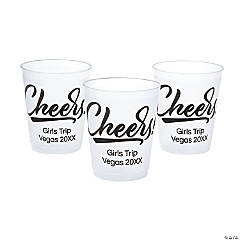 Bulk 50 Ct. 16 oz. Personalized Cheers Clear Frosted Reusable Plastic Cups