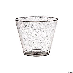 Bulk 50 Ct. Small Clear Plastic Cups with Gold Glitter | Oriental Trading