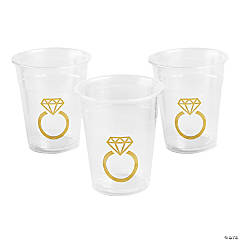 Bulk 50 Ct. Gold Rim Clear Plastic Cups