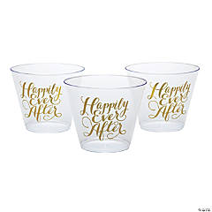 Bulk  50 Ct. Happily Ever After Clear Plastic Tumblers