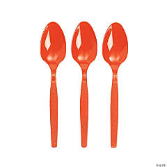 Orange Premium Plastic Cutlery Service for 8