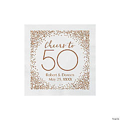 Bulk 50 Ct. Personalized 50th Anniversary & Birthday Beverage Napkins