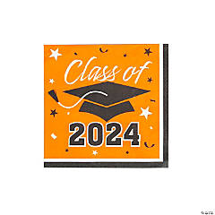 Bulk 50 Pc. Class of 2024 Orange Graduation Party Paper Luncheon Napkins