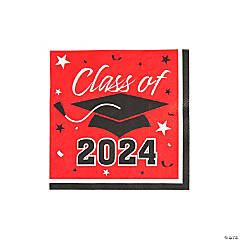 Bulk 50 Pc. Class of 2024 Red Graduation Party Paper Luncheon Napkins