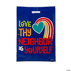 Bulk  50 Pc. Large Love Thy Neighbor Plastic Goody Bags